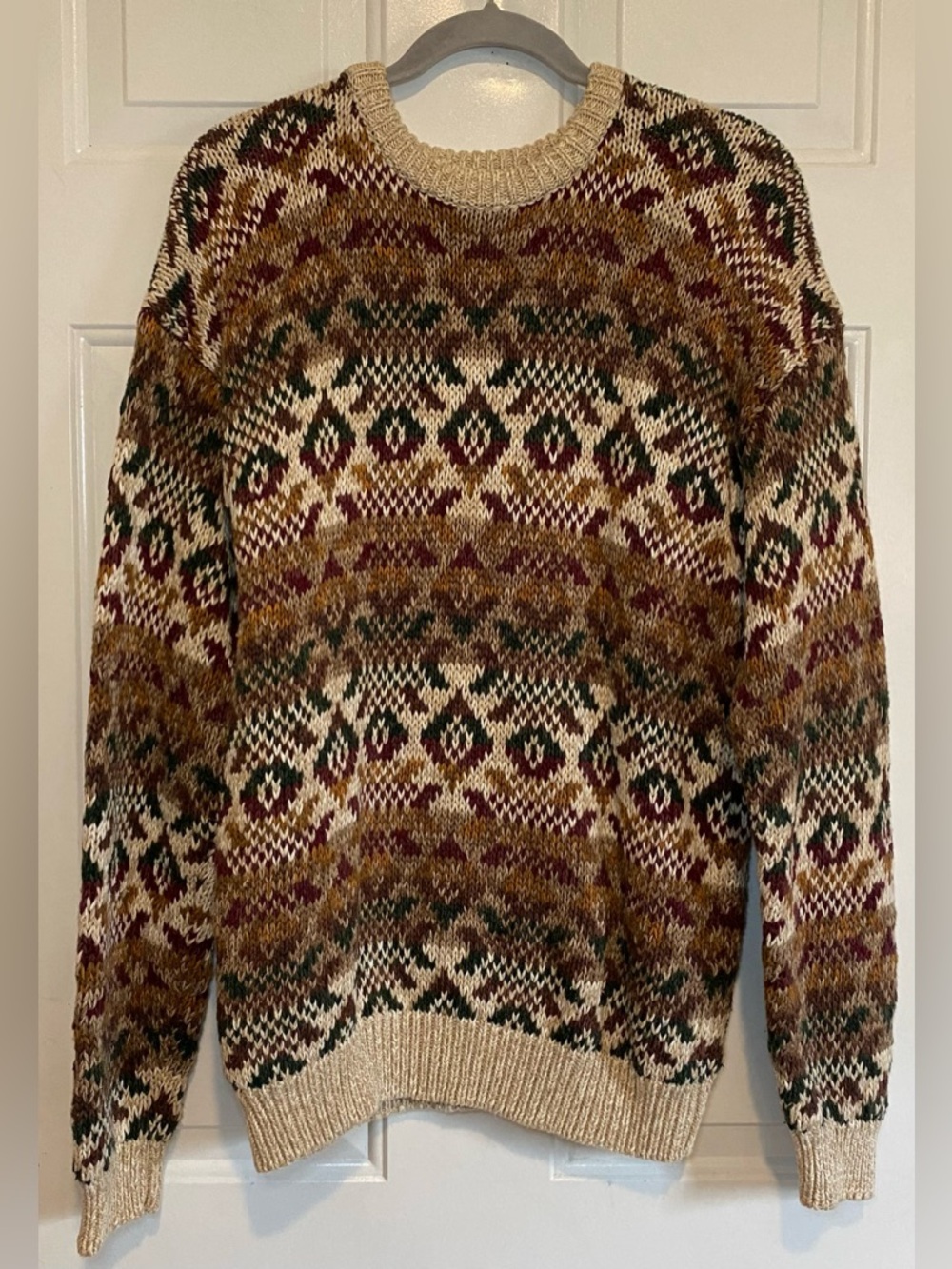 Blake & Manley Sz Large Grandpa Knit Sweater Ramie Cotton Multicolored Pullover